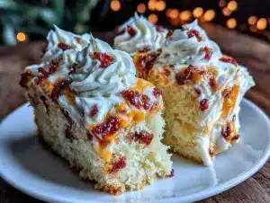 easy firecracker poke cake - featured image