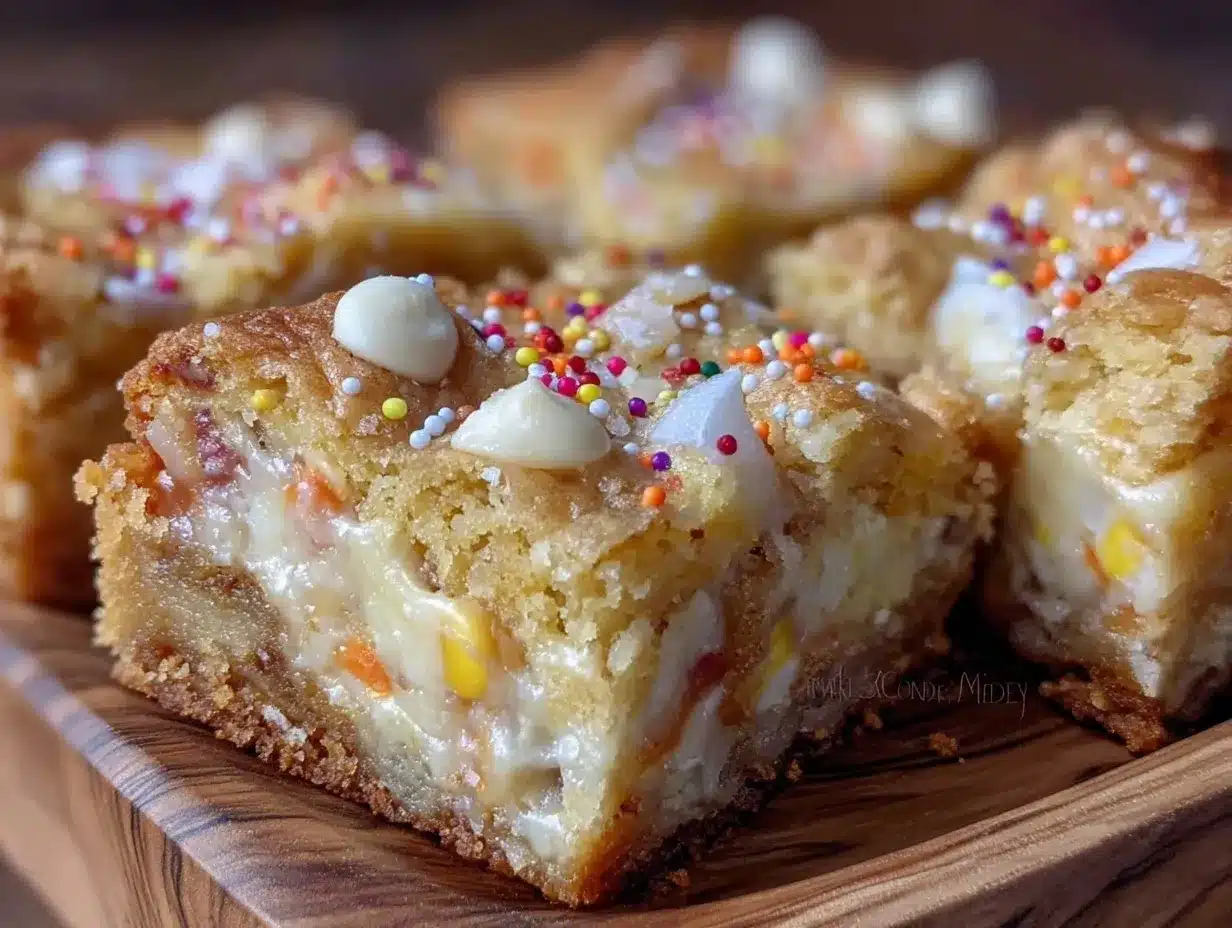 Festive Candy Corn White Chocolate Blondies preparation steps