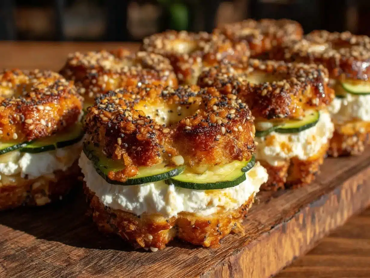 fresh cream cheese everything bagel cucumber sandwich bites - featured image