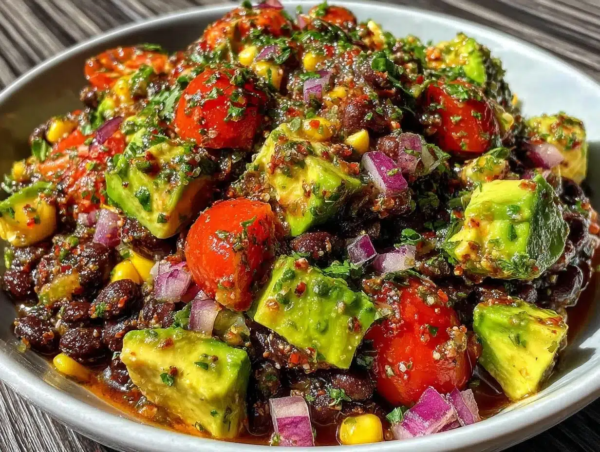 fresh creamy cowboy caviar with avocado - featured image