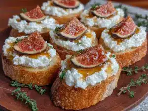 fresh fig and honey goat cheese crostini - featured image
