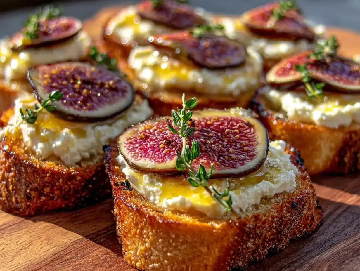 fresh fig and honey goat cheese crostini preparation steps
