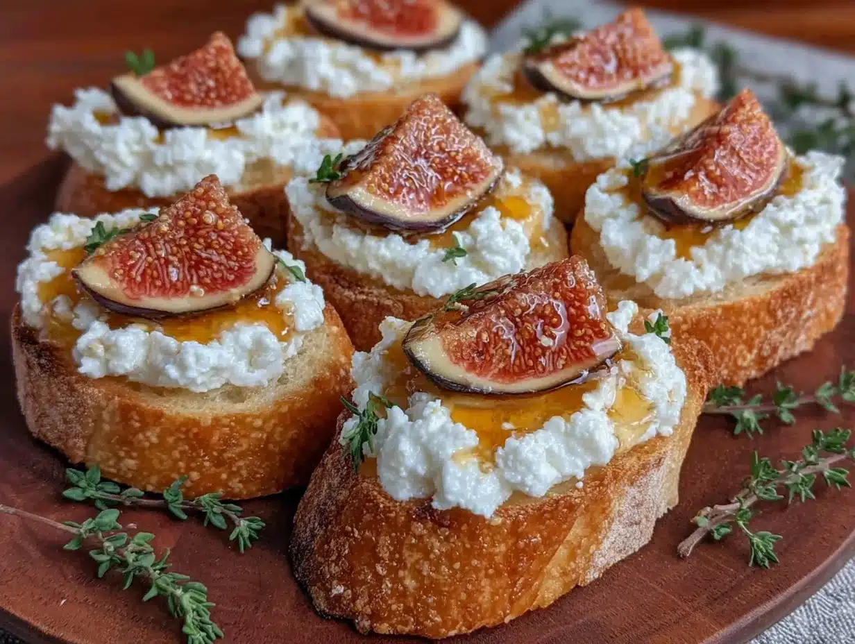 fresh fig and honey goat cheese crostini - featured image
