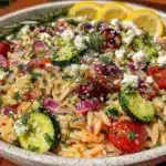 fresh greek orzo pasta salad - featured image