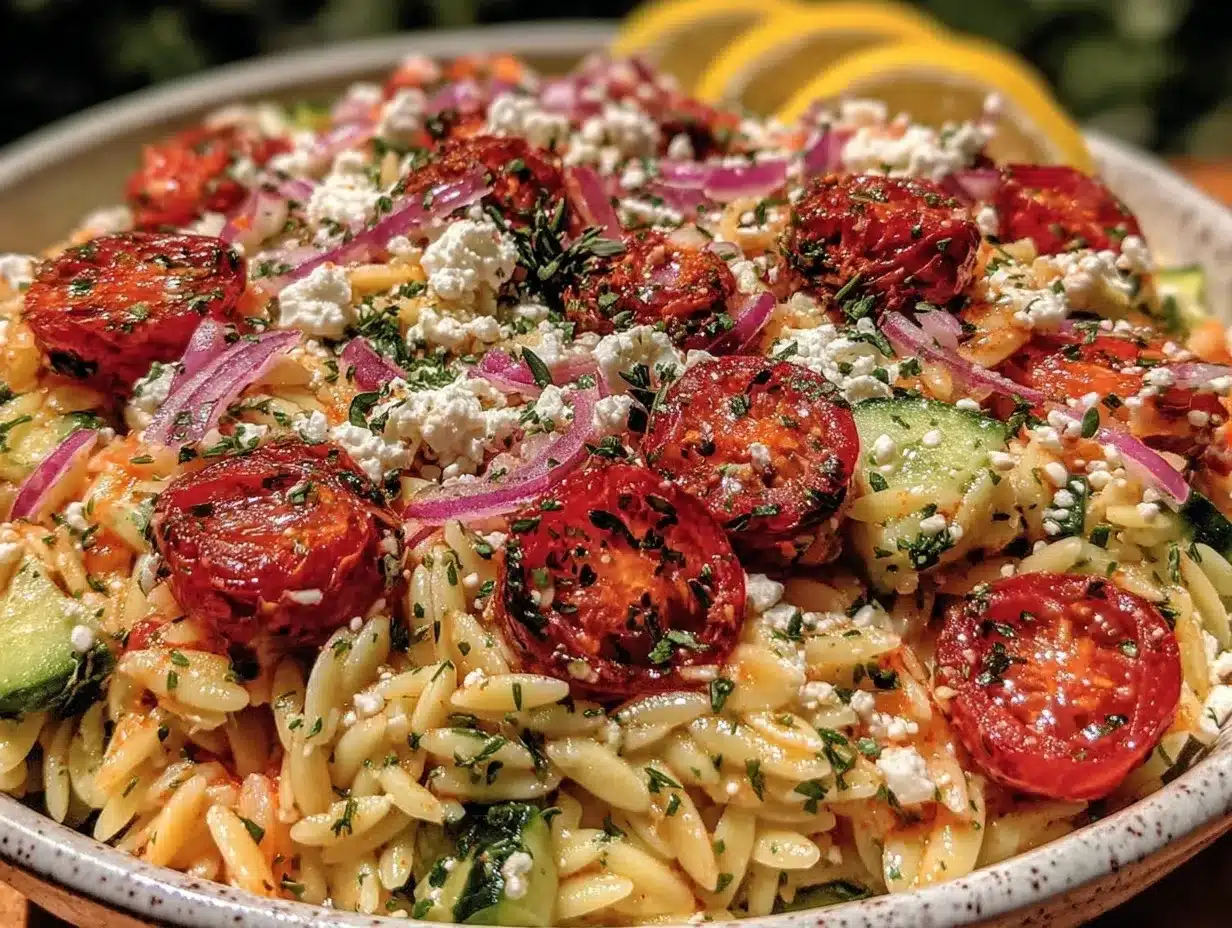 fresh greek orzo pasta salad preparation steps