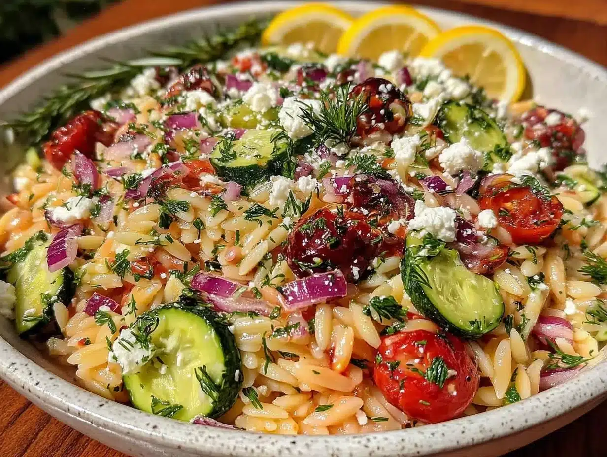 fresh greek orzo pasta salad - featured image