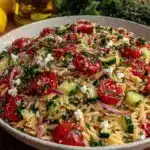 fresh greek orzo salad - featured image