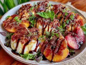 fresh peach burrata salad - featured image