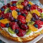 fresh rainbow fruit pizza recipe - featured image