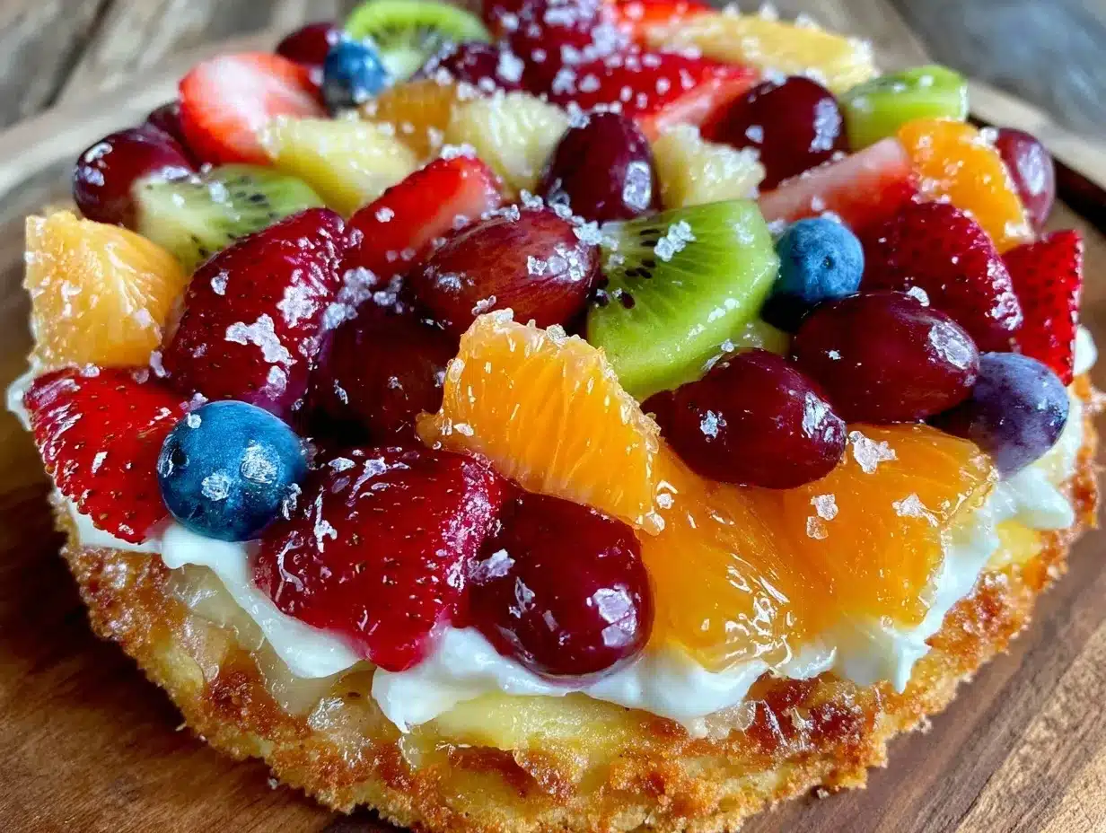 fresh rainbow fruit pizza recipe preparation steps