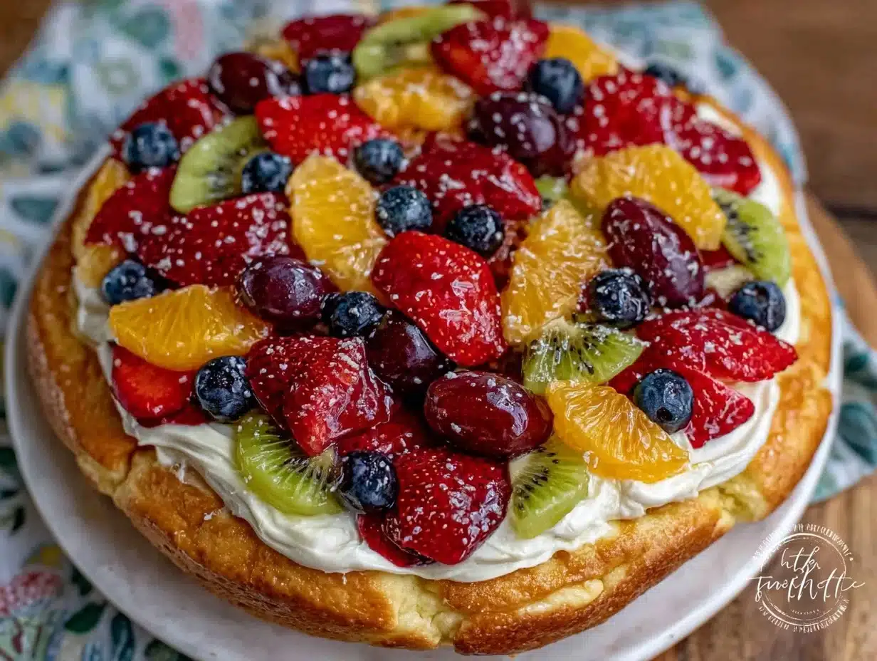 fresh rainbow fruit pizza recipe - featured image