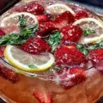fresh strawberry basil lemonade punch bowl - featured image