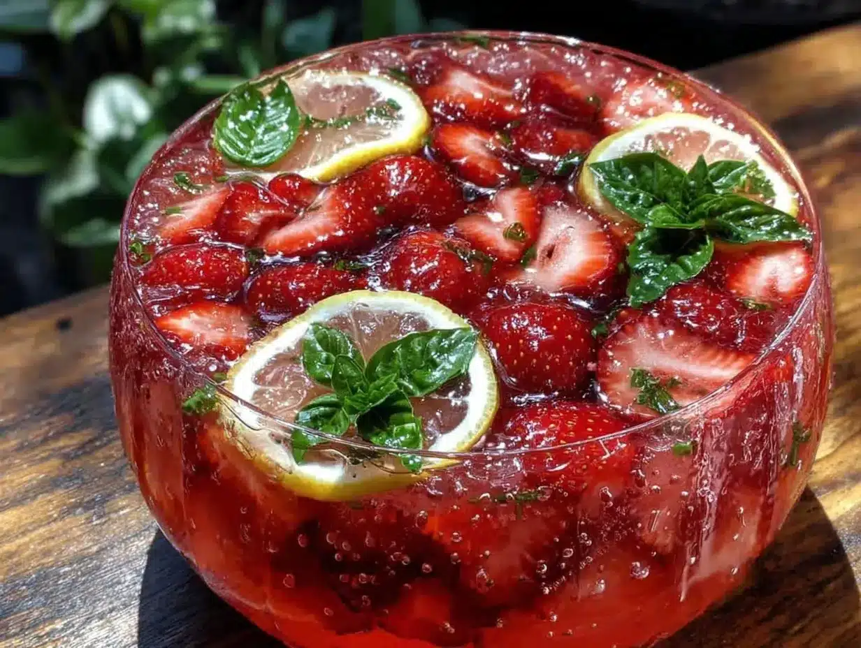 fresh strawberry basil lemonade punch bowl preparation steps