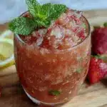fresh strawberry lemonade slushie with mint - featured image