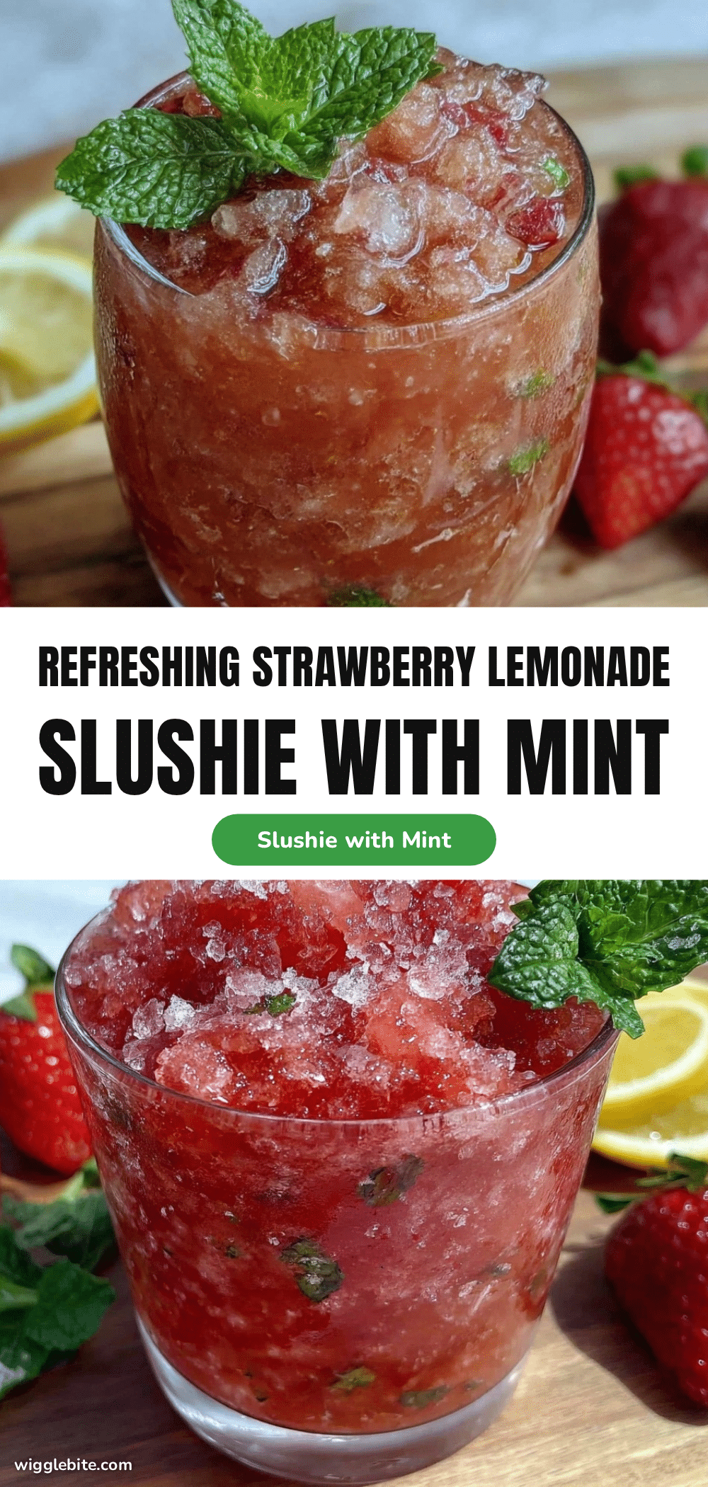 fresh strawberry lemonade slushie with mint recipe