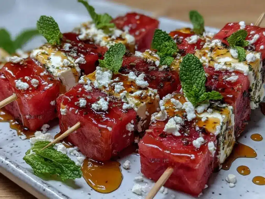 fresh watermelon feta mint skewers - featured image