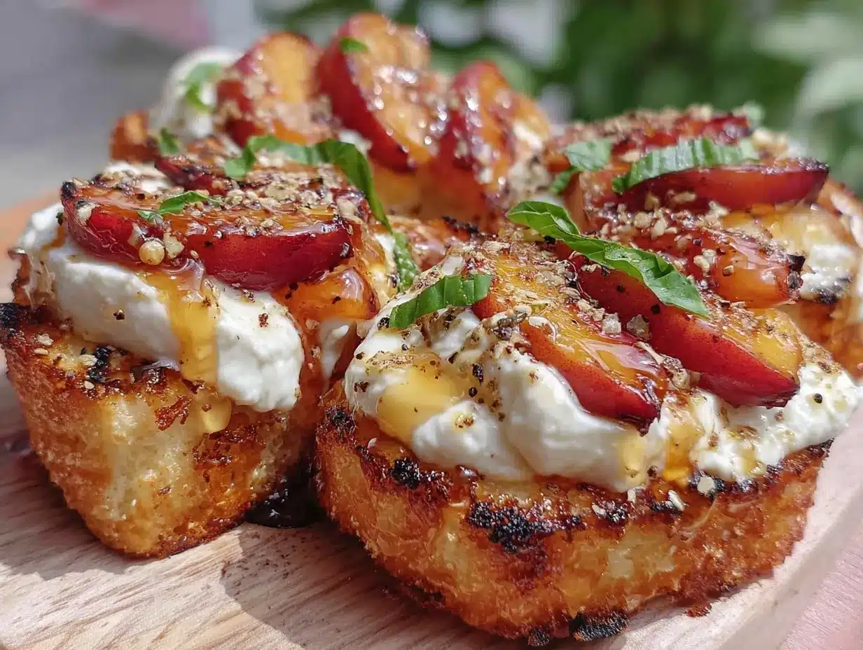 grilled peach burrata flatbread preparation steps