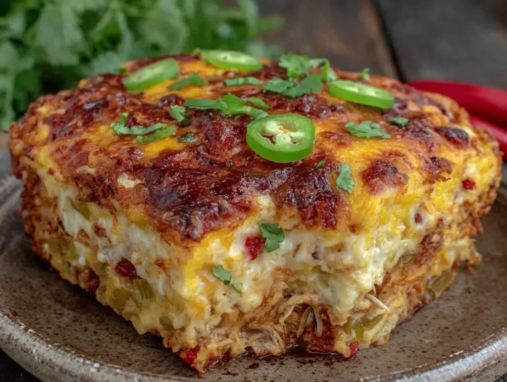 Hatch green chile chicken enchilada casserole - featured image