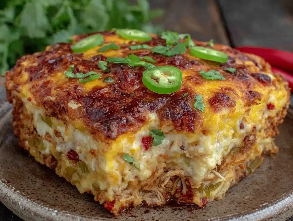 Hatch green chile chicken enchilada casserole - featured image