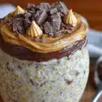 high-protein peanut butter chocolate overnight oats - featured image