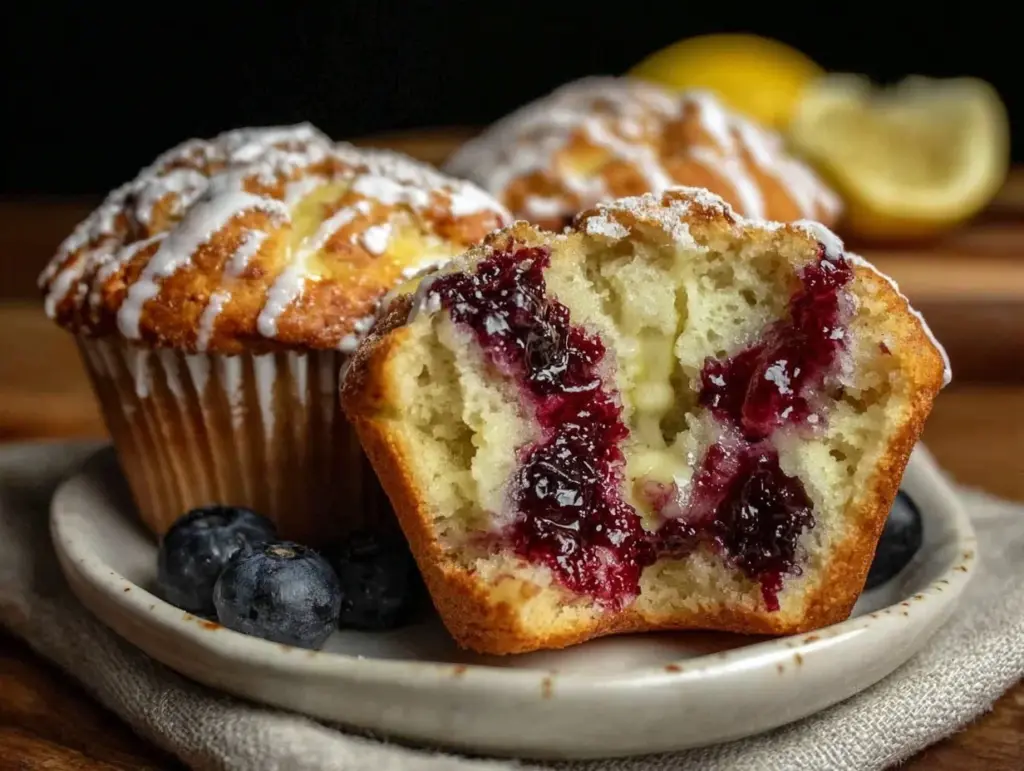 lemon blueberry zucchini muffins - featured image