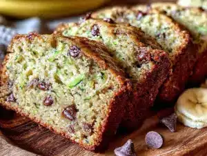 moist homemade chocolate chip zucchini banana bread - featured image