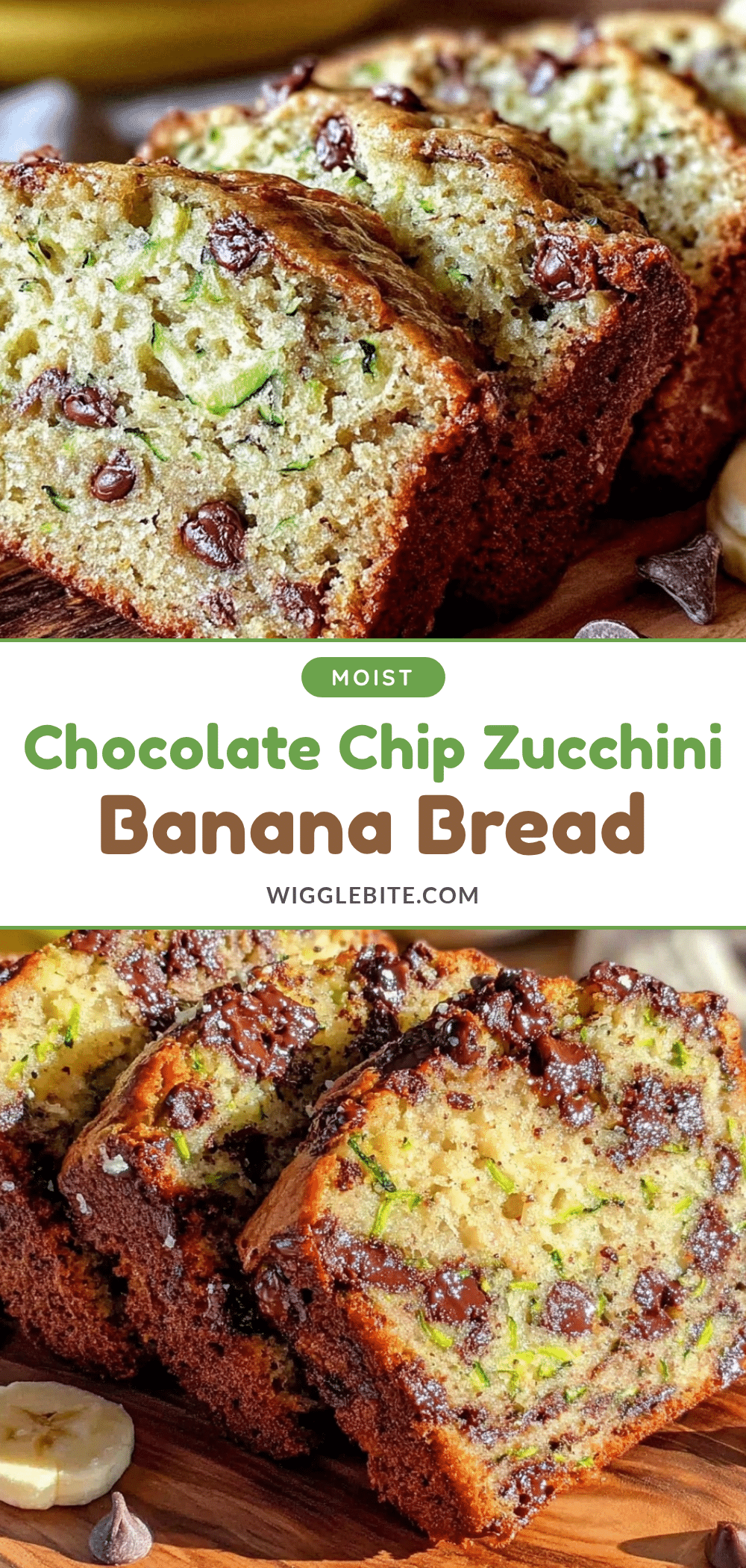 moist homemade chocolate chip zucchini banana bread recipe