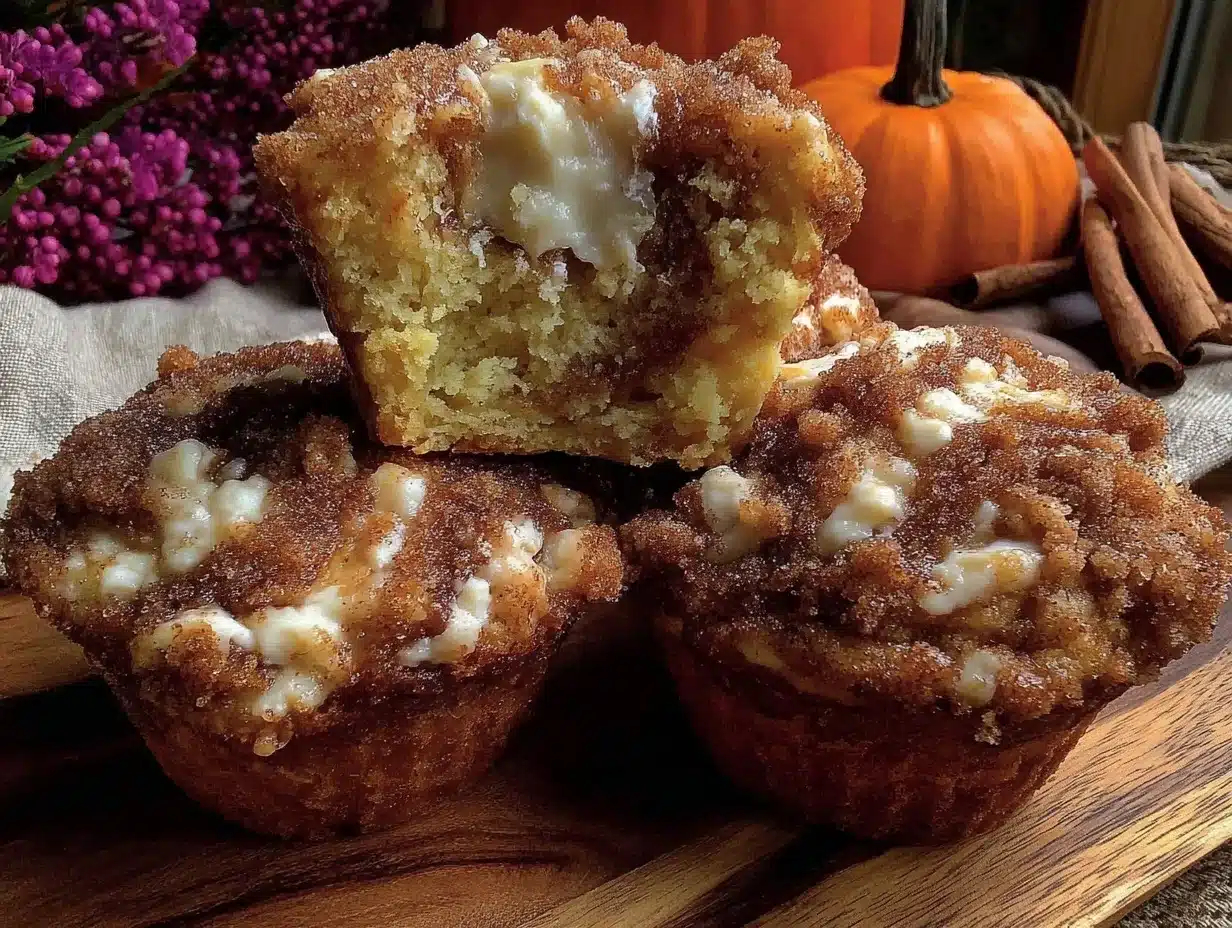 moist pumpkin cream cheese muffins - featured image