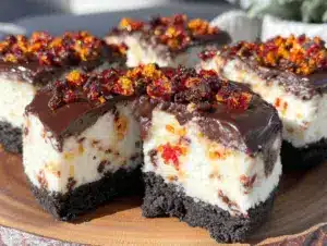 no-bake firecracker Oreo cheesecake bars - featured image