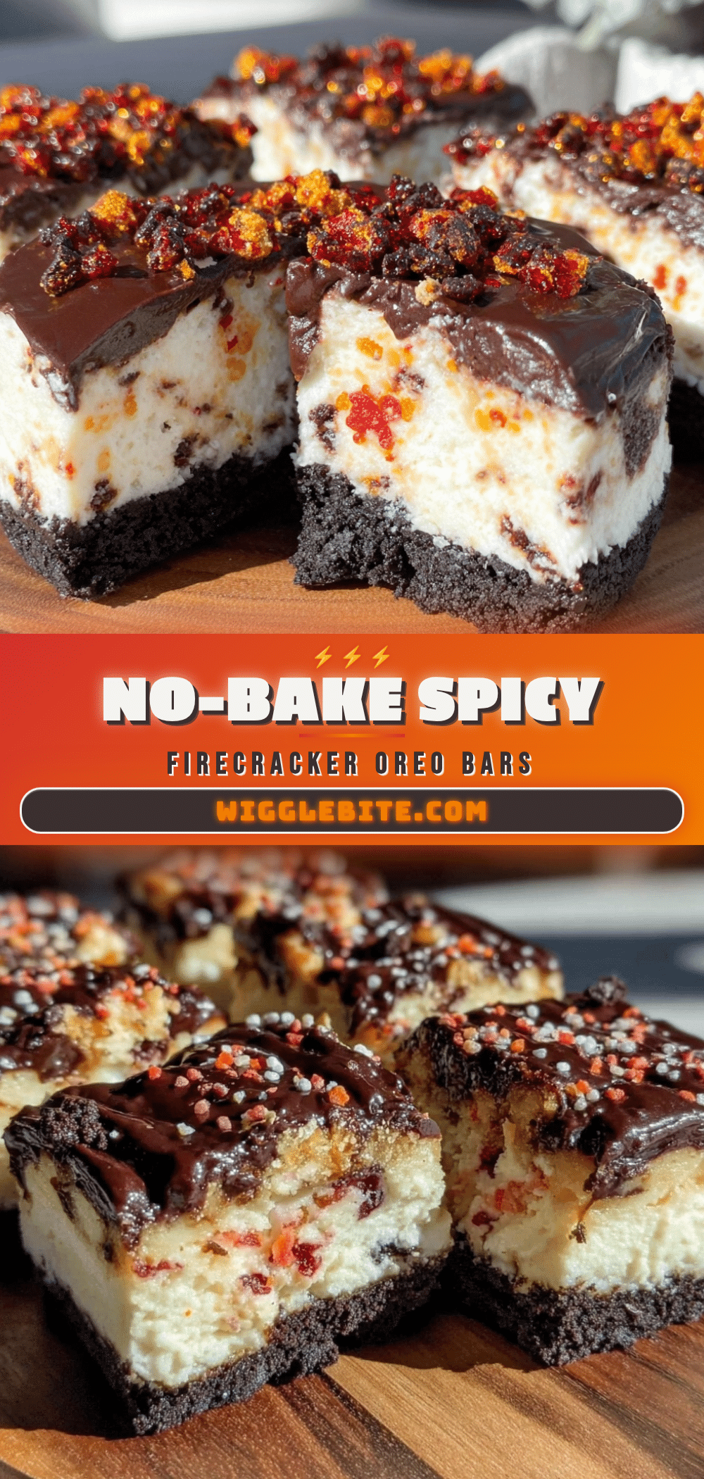 no-bake firecracker Oreo cheesecake bars recipe