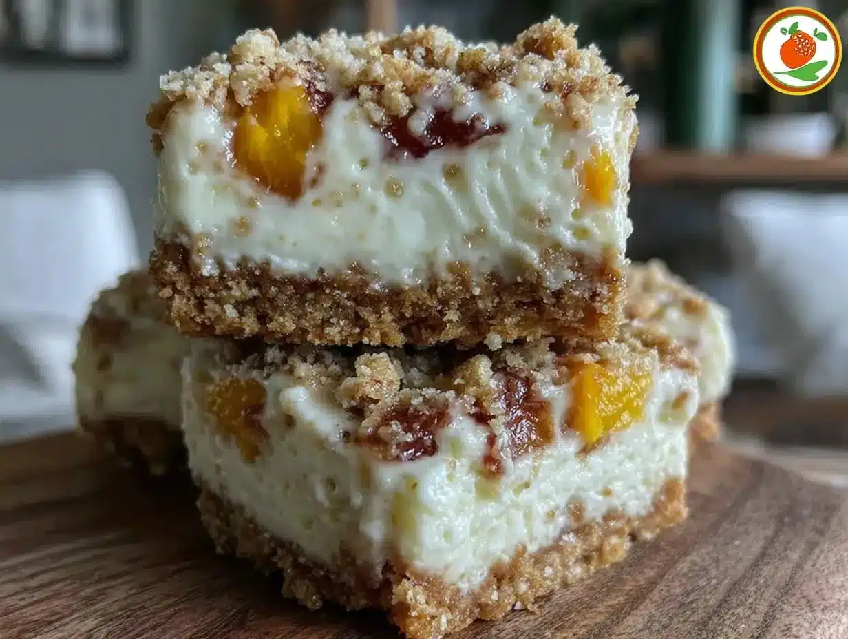 no bake peach cobbler cheesecake bars preparation steps