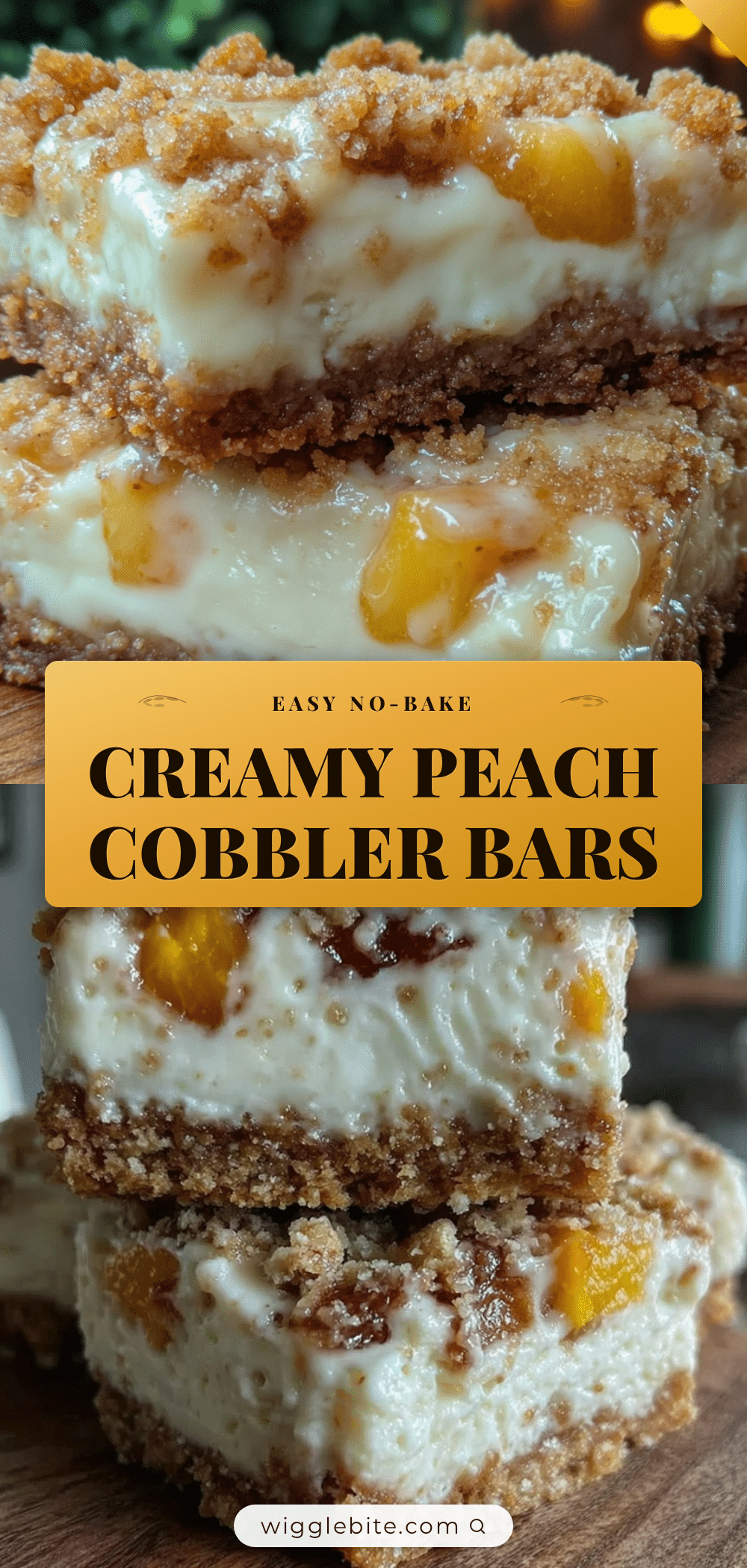 no bake peach cobbler cheesecake bars recipe