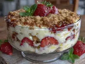 no bake strawberry cheesecake trifle - featured image