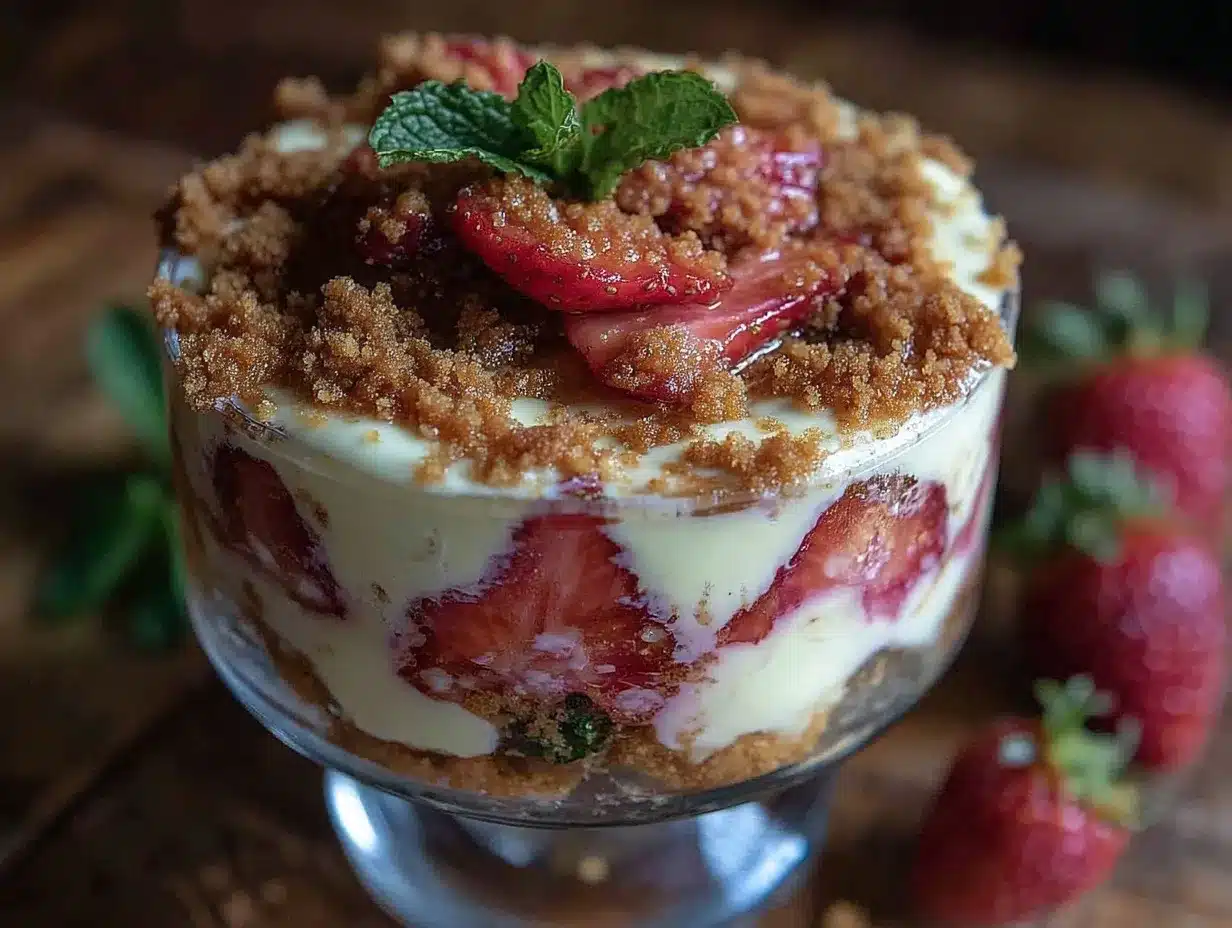 no bake strawberry cheesecake trifle preparation steps