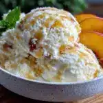 no-churn fresh peach ice cream - featured image
