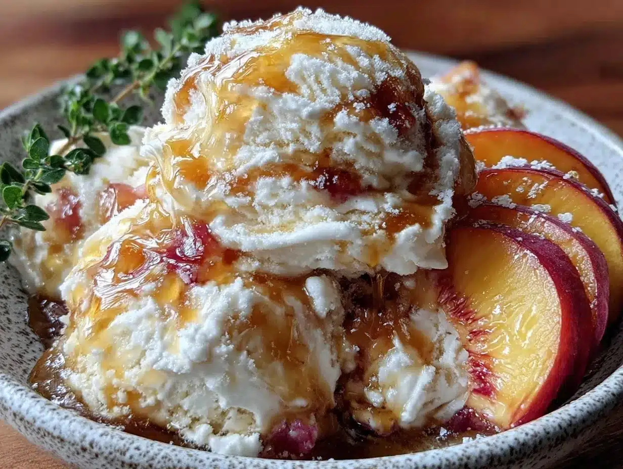 no-churn fresh peach ice cream preparation steps