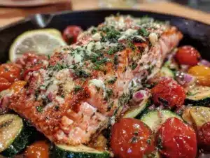 one-pan garlic butter salmon - featured image