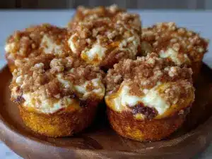 pumpkin cream cheese swirl muffins - featured image