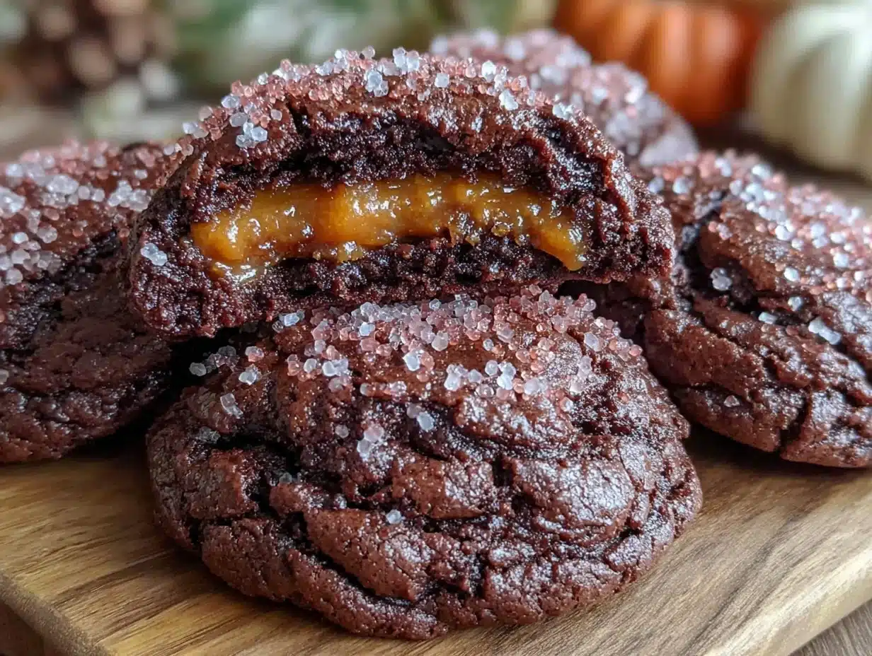 pumpkin stuffed chocolate cookies - featured image