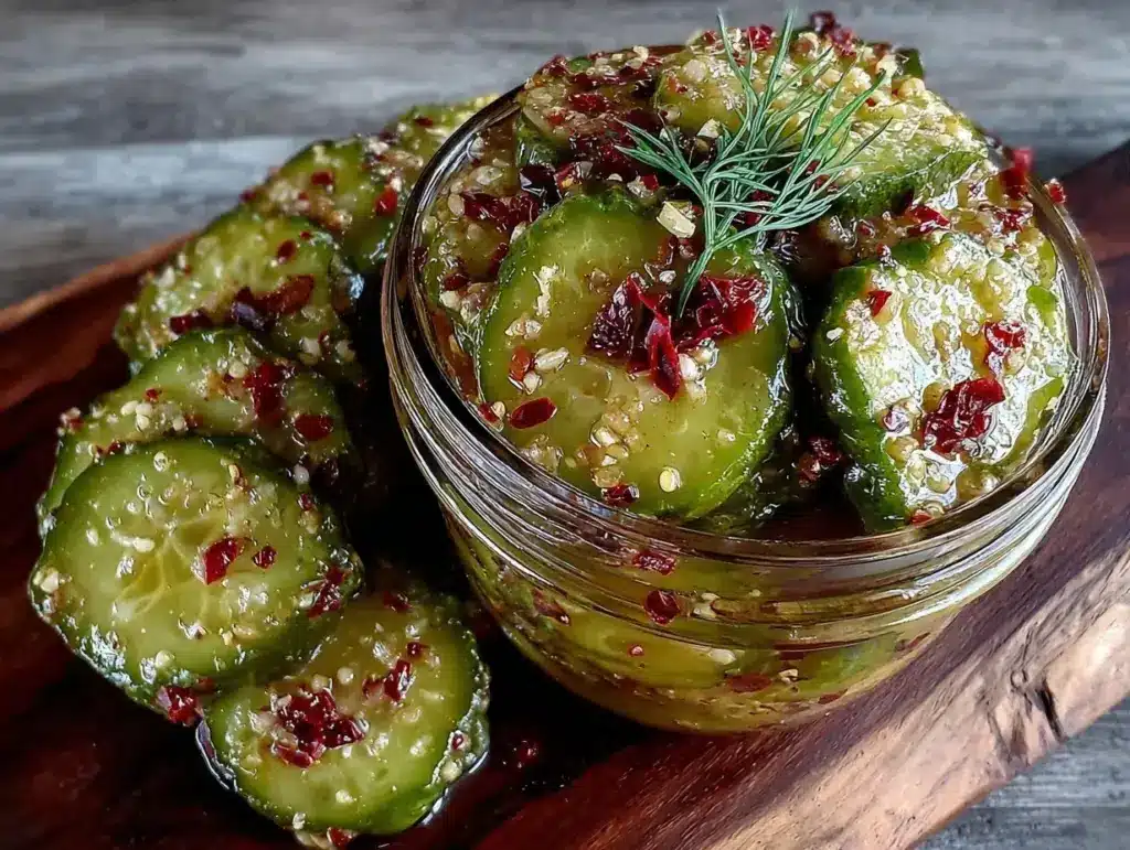 quick spicy refrigerator dill pickles - featured image