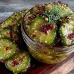 quick spicy refrigerator dill pickles - featured image