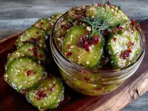 quick spicy refrigerator dill pickles - featured image