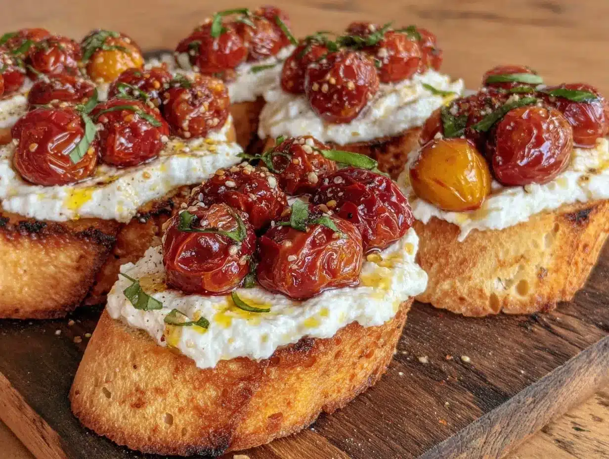 roasted cherry tomato bruschetta preparation steps