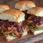 smoky bourbon bbq pulled chicken sliders - featured image