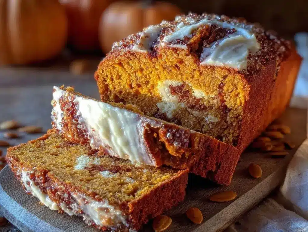 sourdough pumpkin bread with cream cheese swirl - featured image