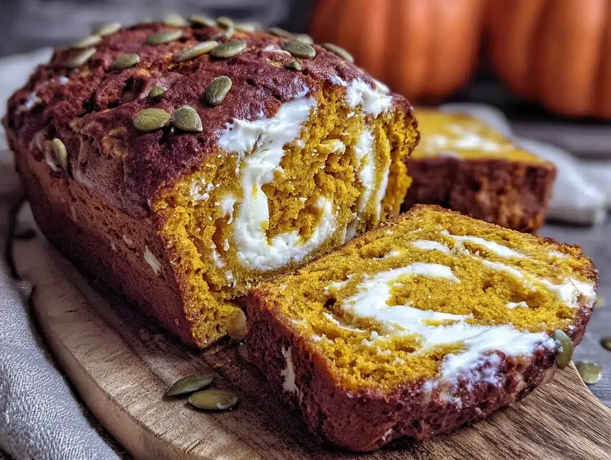 sourdough pumpkin bread with cream cheese swirl preparation steps
