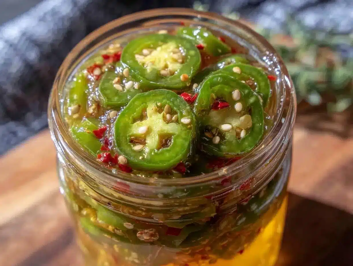 spicy pickled jalapeños in brine preparation steps