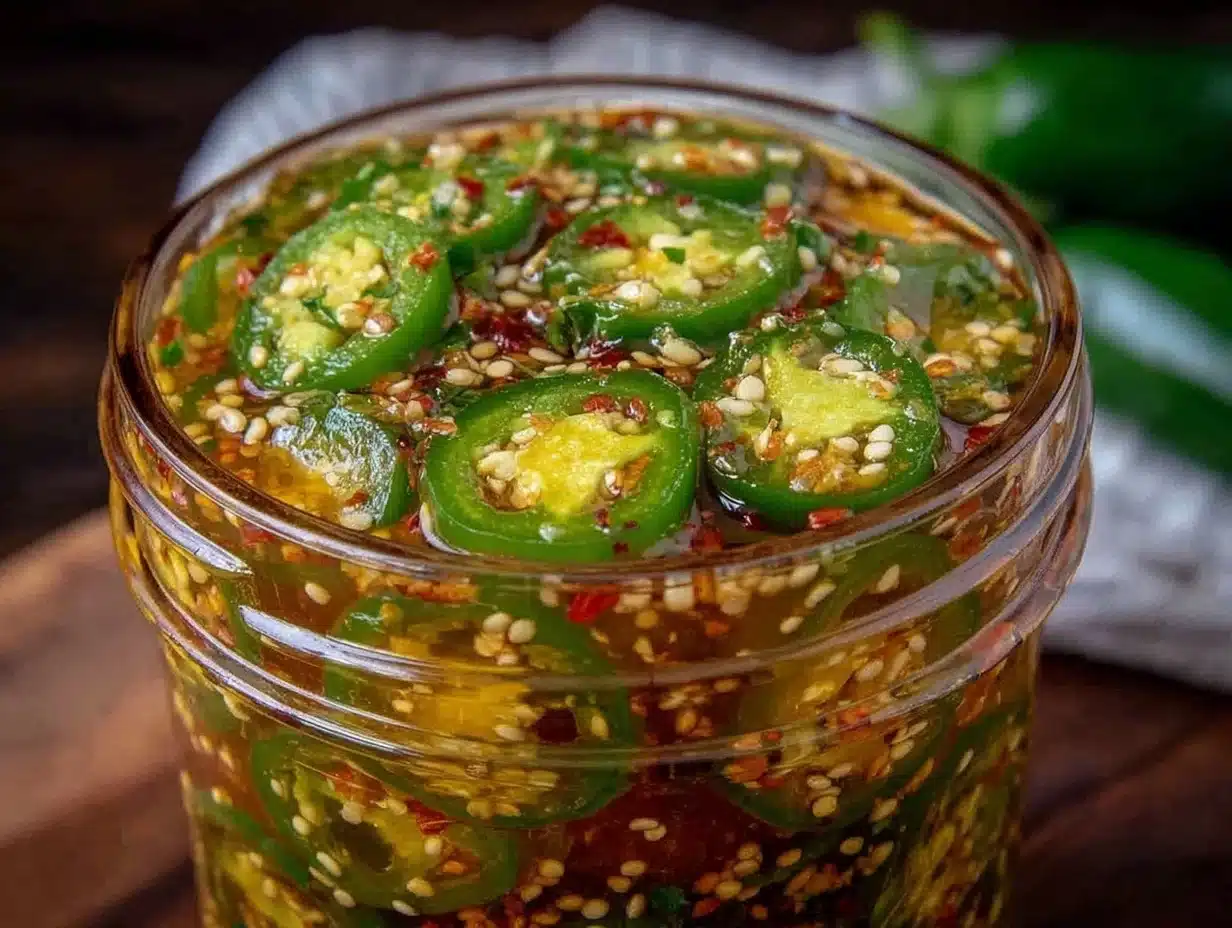 spicy pickled jalapeños in brine - featured image