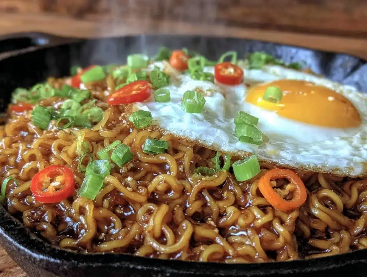 spicy ramen noodle stir-fry preparation steps
